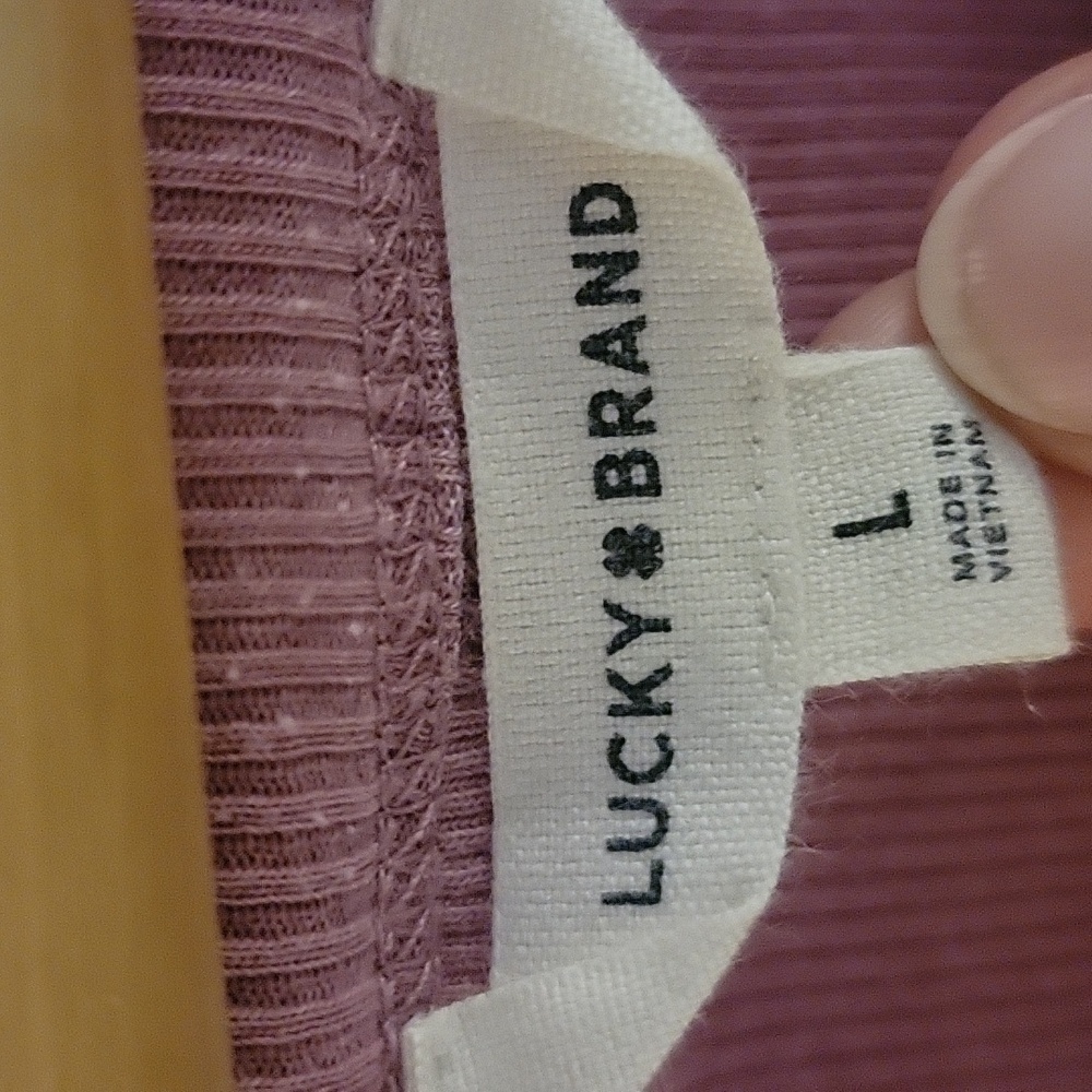 Lucky Brand Ribbed Henley Tee, Size Large